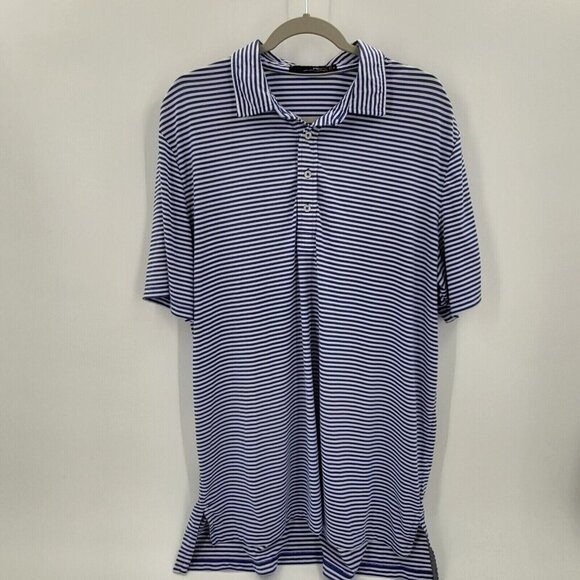RLX Ralph Lauren Mens XL Blue White Micro Stripe Wicking Performance S/S‎ Polo - Picture 1 of 9